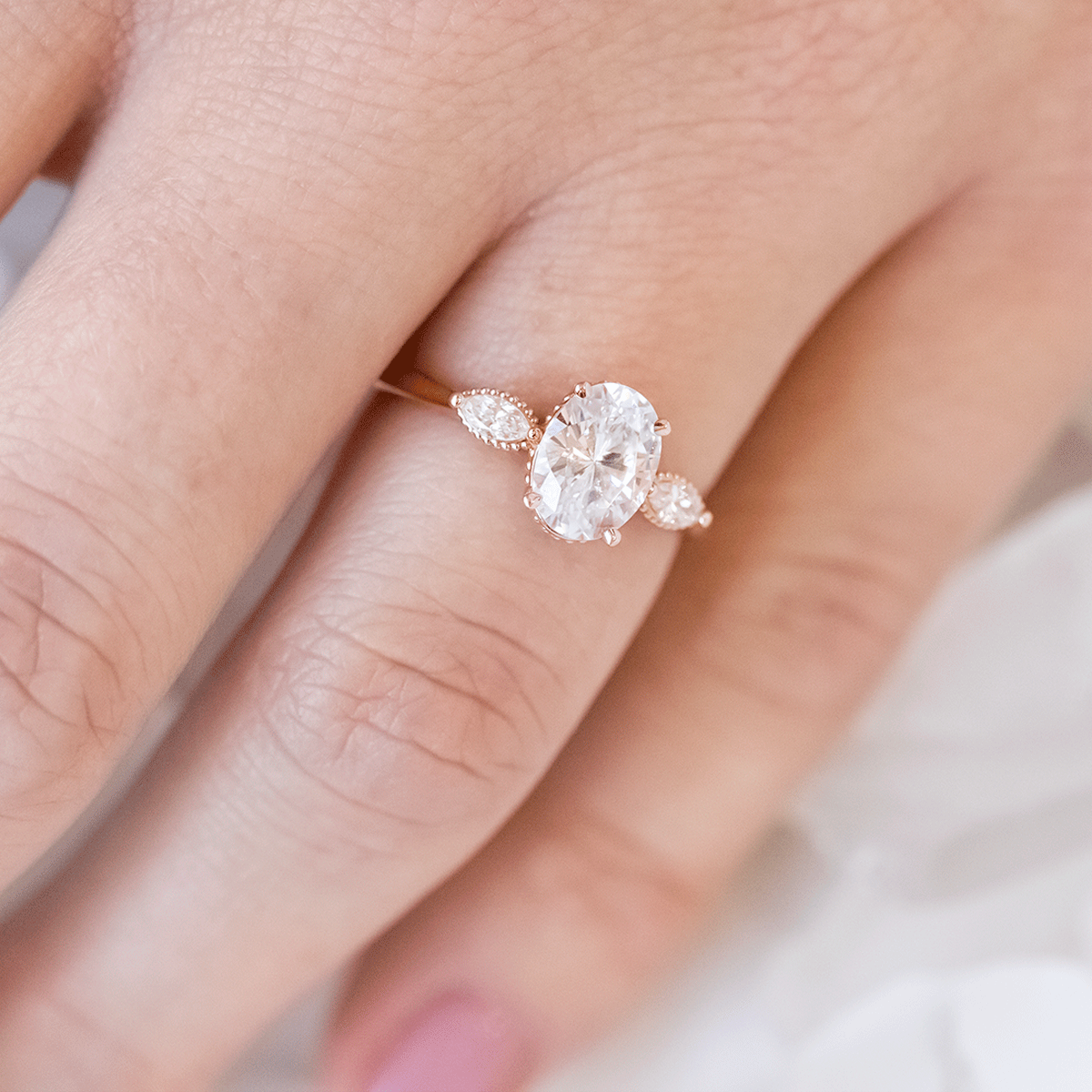 2 CT Round Three Stones Lab Grown Diamond Engagement Ring