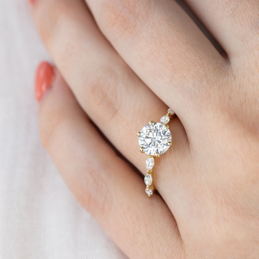 2 CT Round Three Stones Lab Grown Diamond Engagement Ring