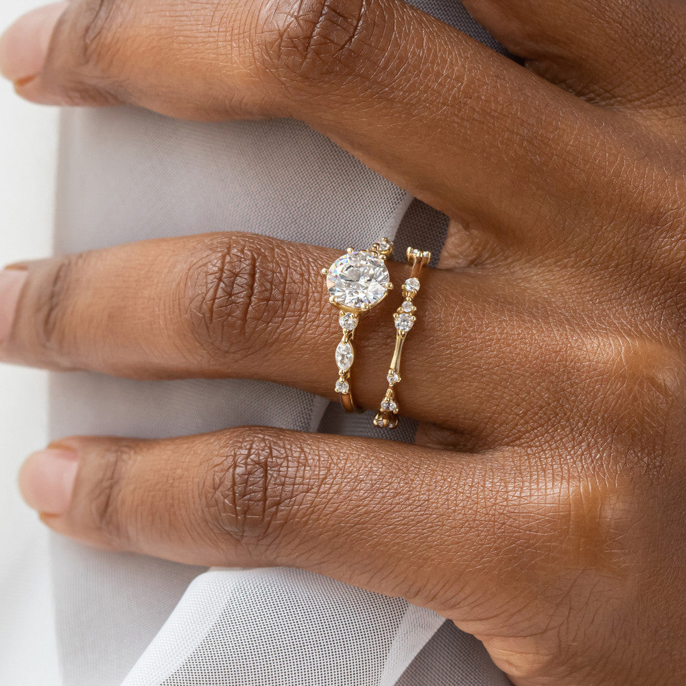 2 CT Round Three Stones Lab Grown Diamond Engagement Ring