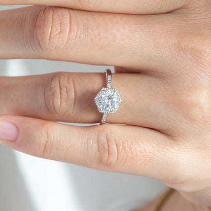 2 CT Round Three Stones Lab Grown Diamond Engagement Ring