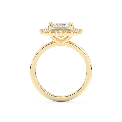 3.35 CT Emerald Moissanite Halo Engagement Ring (US Size 4.75 Ready To Ship)