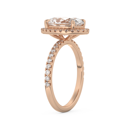 3.80 CT Oval Moissanite Halo & Pave Engagement Ring (US Size 8.5 Ready To Ship)