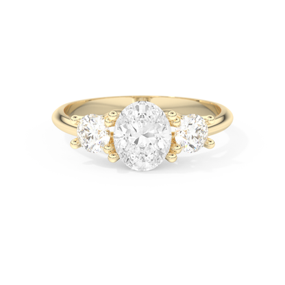 1.91 CT Oval Cut Moissanite Three Stone Engagement Ring (US Size 11 Ready To Ship)