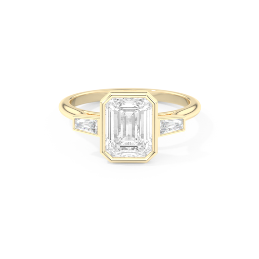 2 CT Emerald Moissanite 3 Stones Engagement Ring (US Size 7.25 Ready To Ship)
