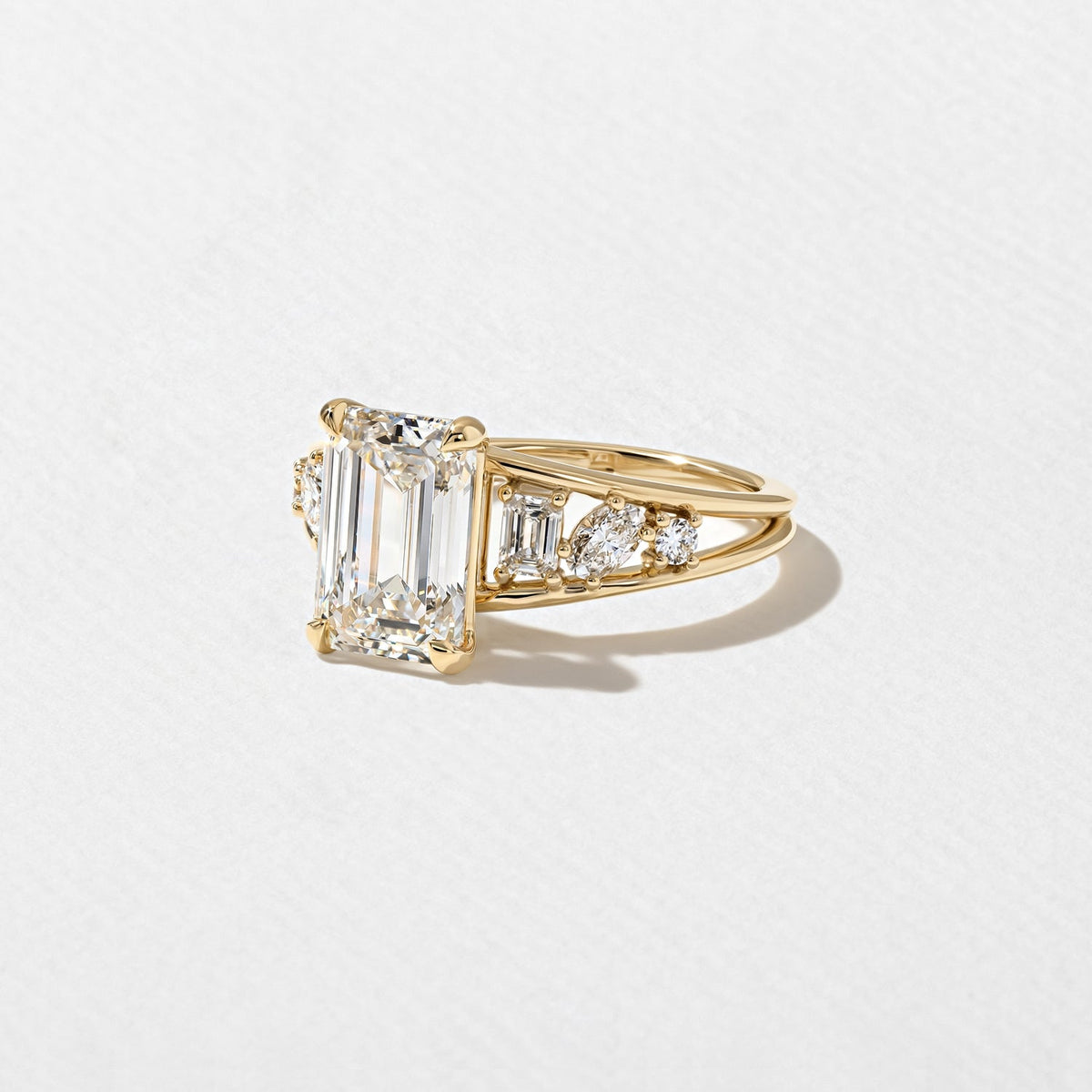 Emerald Pave Engagement Ring – 1 CT Lab Grown Diamond
