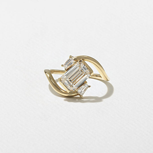 Emerald Pave Engagement Ring – 1 CT Lab Grown Diamond