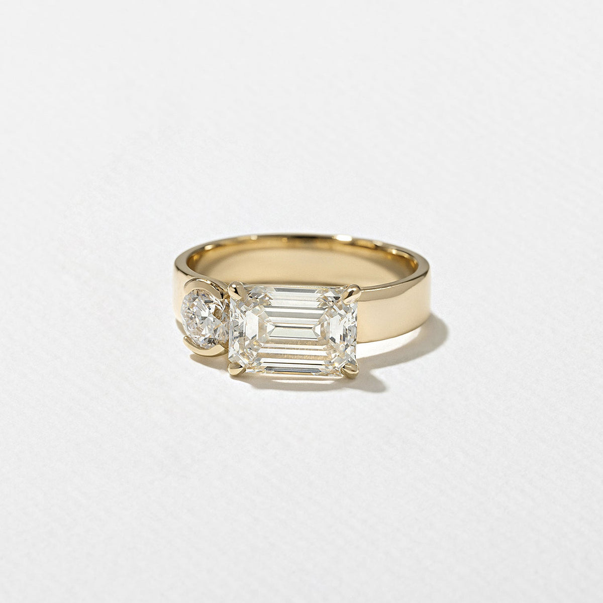 Emerald Pave Engagement Ring – 1 CT Lab Grown Diamond