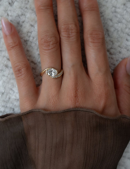 1 CT Oval Swirl East West Semi Pave Lab Grown Engagement Ring