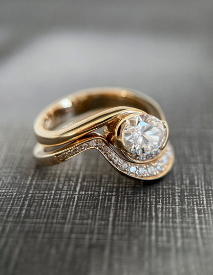 1 CT Oval Cut Lab Grown Diamond Ring With Wrap Bold Pave Band