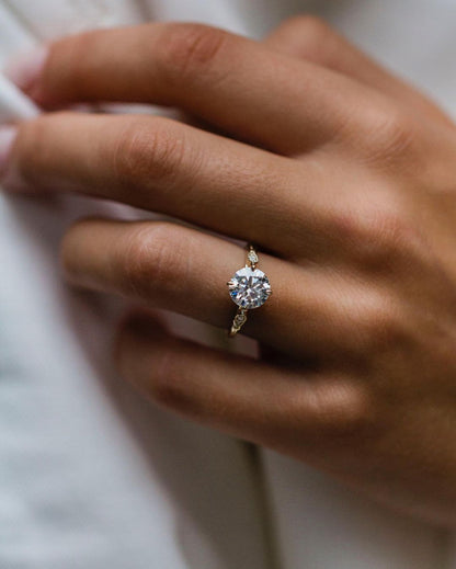 Round Swirl Semi Pave Engagement Ring – 1 CT Moissanite Diamond