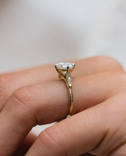 Moval Swirl Semi Pave Engagement Ring – 2.5 CT Lab Grown Diamond