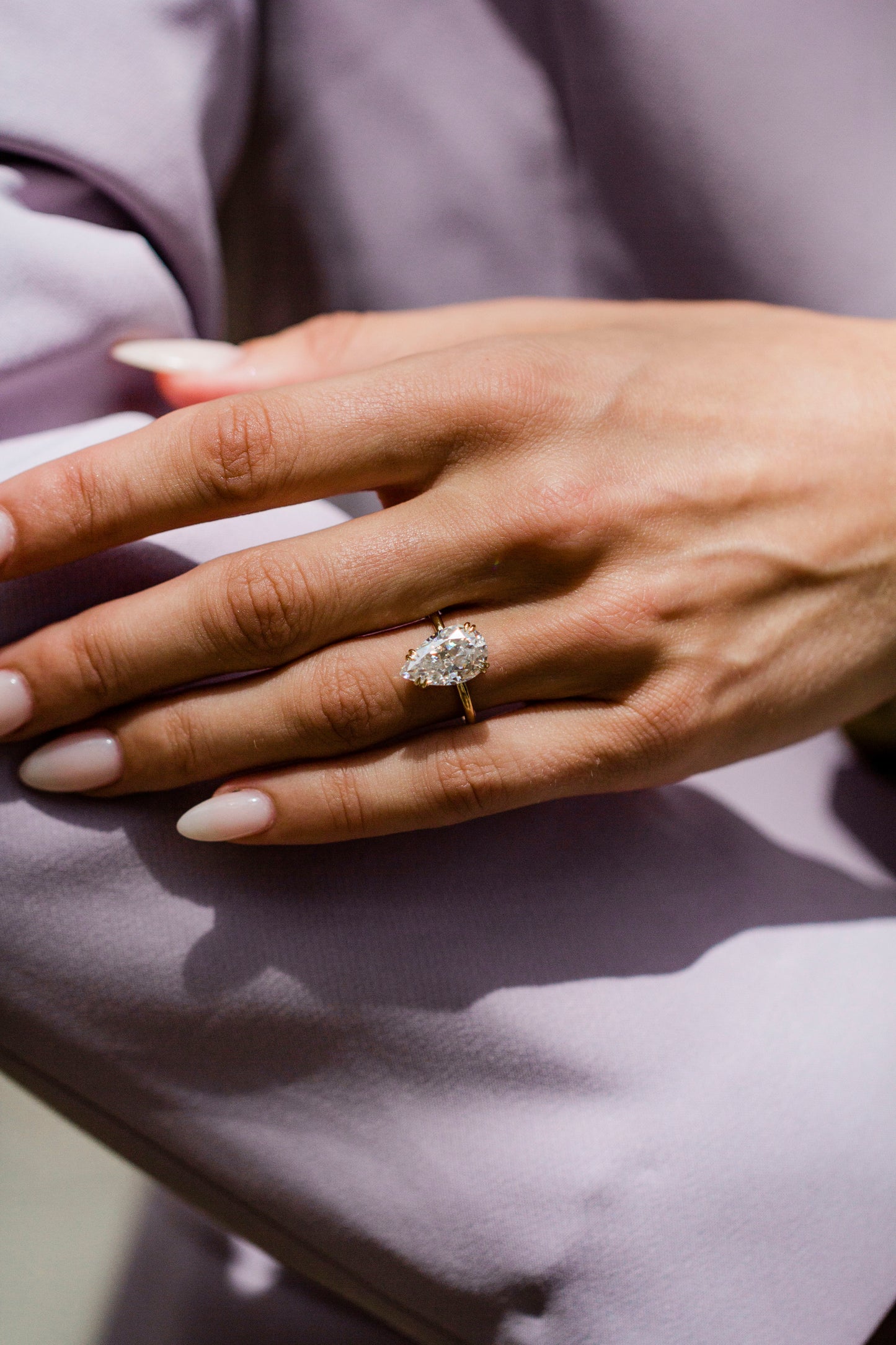 Moval Swirl Semi Pave Engagement Ring – 2.5 CT Lab Grown Diamond