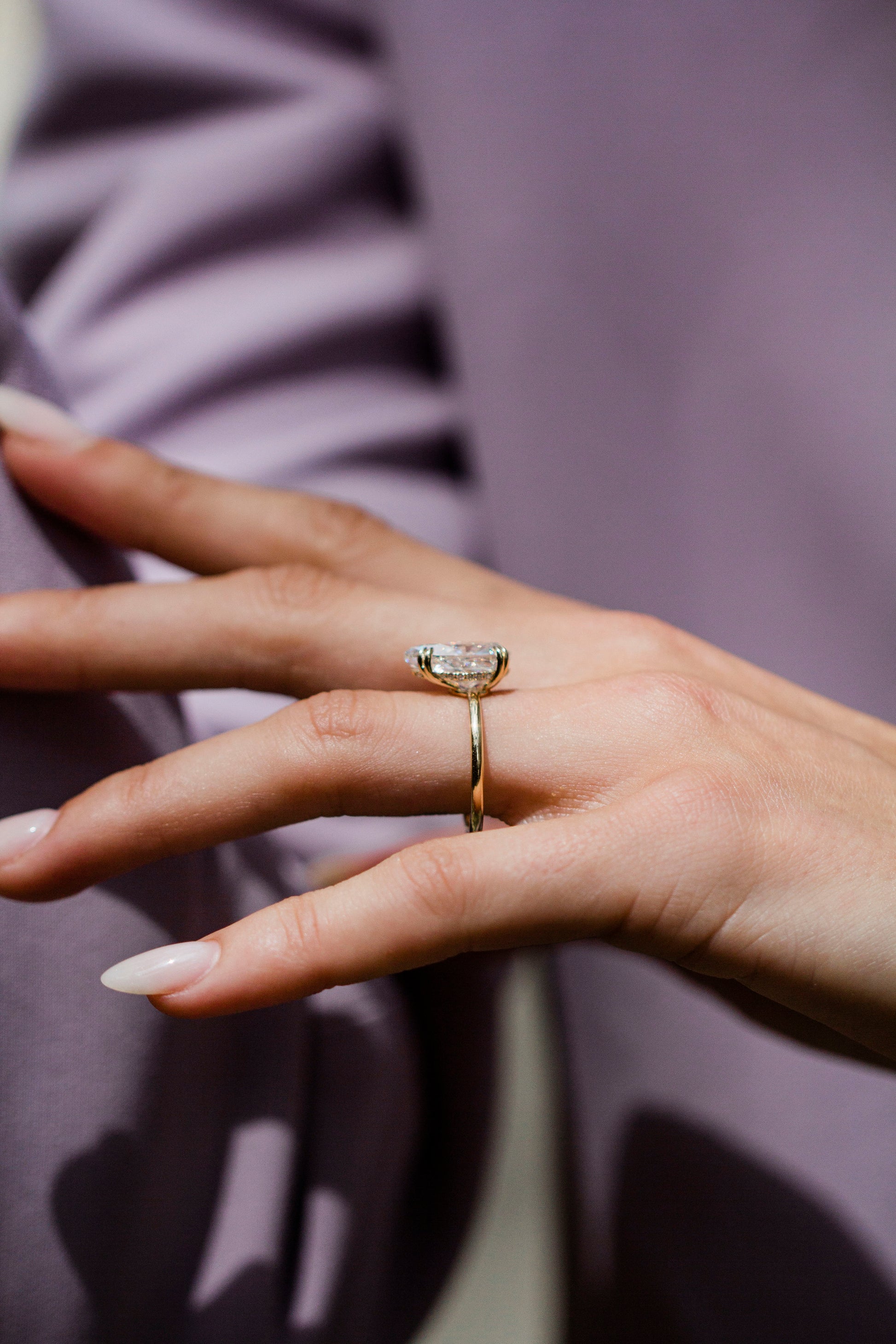 Moval Swirl Semi Pave Engagement Ring – 2.5 CT Lab Grown Diamond