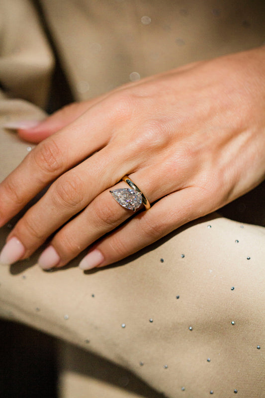 Moval Swirl Semi Pave Engagement Ring – 2.5 CT Lab Grown Diamond