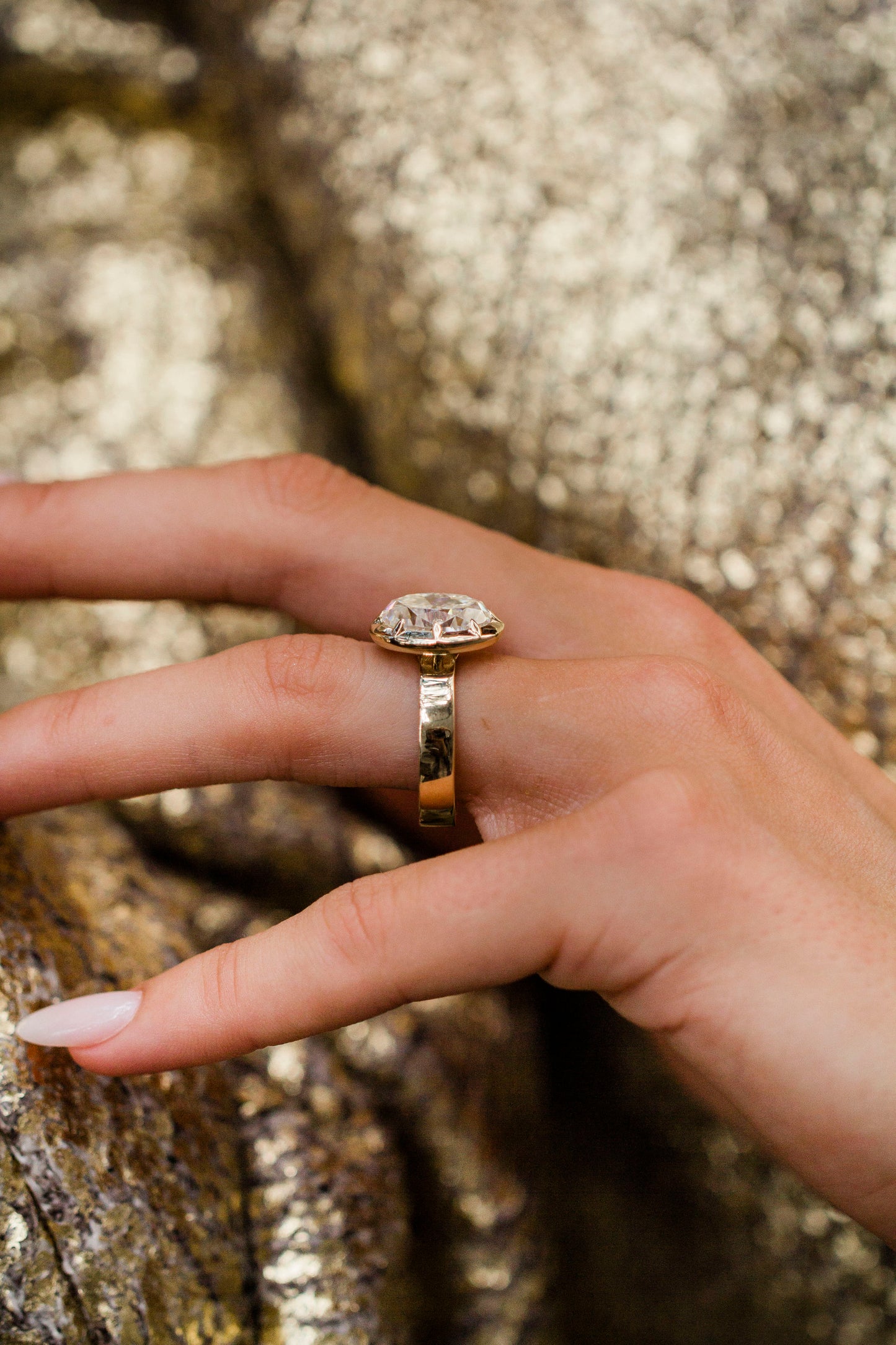 Round Swirl Semi Pave Engagement Ring – 1 CT Moissanite Diamond