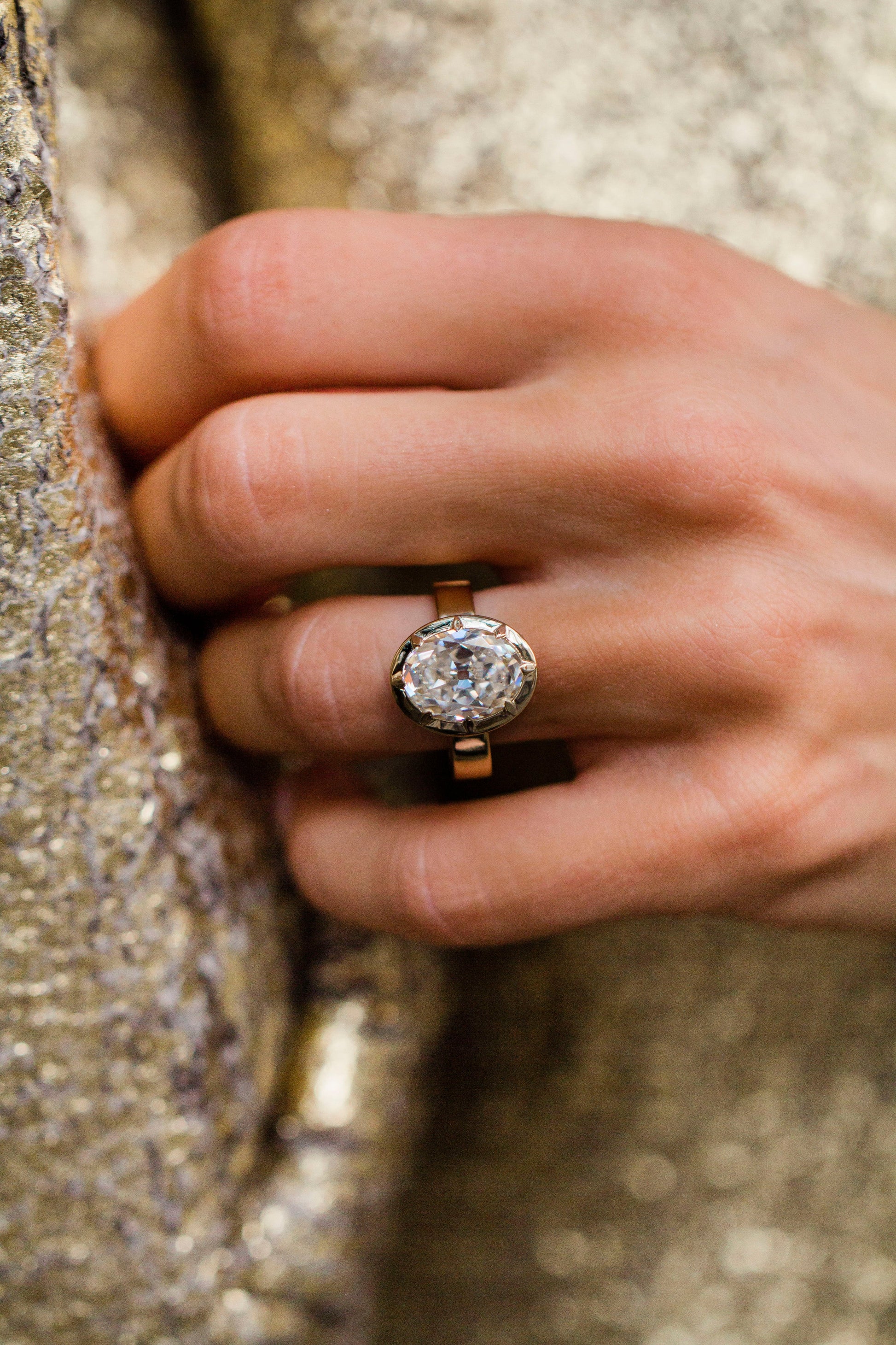 Moval Swirl Semi Pave Engagement Ring – 2.5 CT Lab Grown Diamond