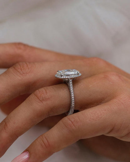 Moval Swirl Semi Pave Engagement Ring – 2.5 CT Lab Grown Diamond