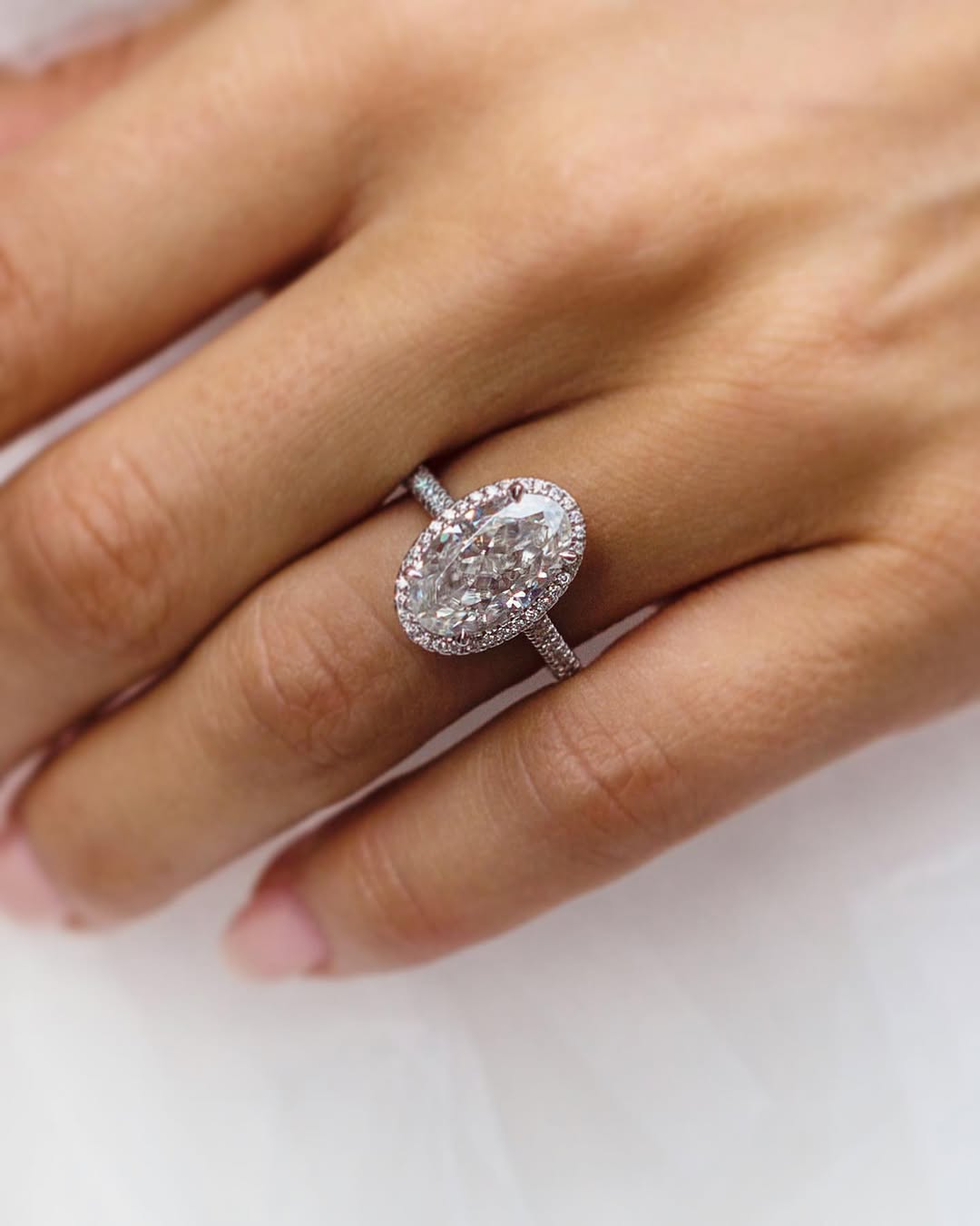 Moval Swirl Semi Pave Engagement Ring – 2.5 CT Lab Grown Diamond