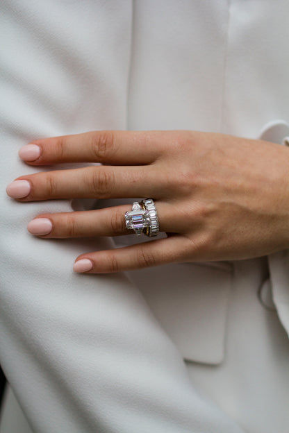 Round Swirl Semi Pave Engagement Ring – 1 CT Moissanite Diamond
