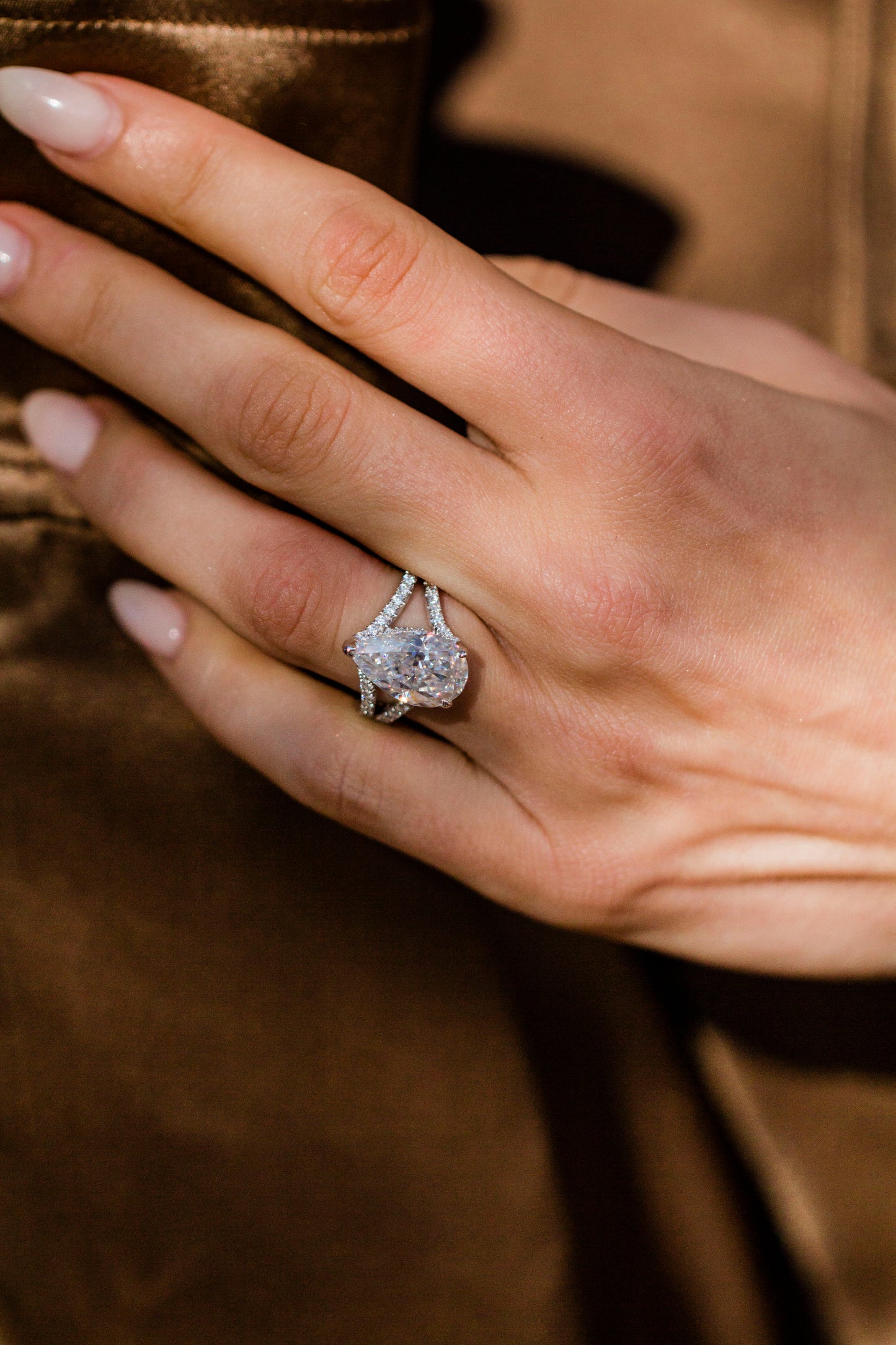 Round Swirl Semi Pave Engagement Ring – 1 CT Moissanite Diamond