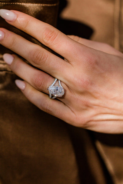 Round Swirl Semi Pave Engagement Ring – 1 CT Moissanite Diamond