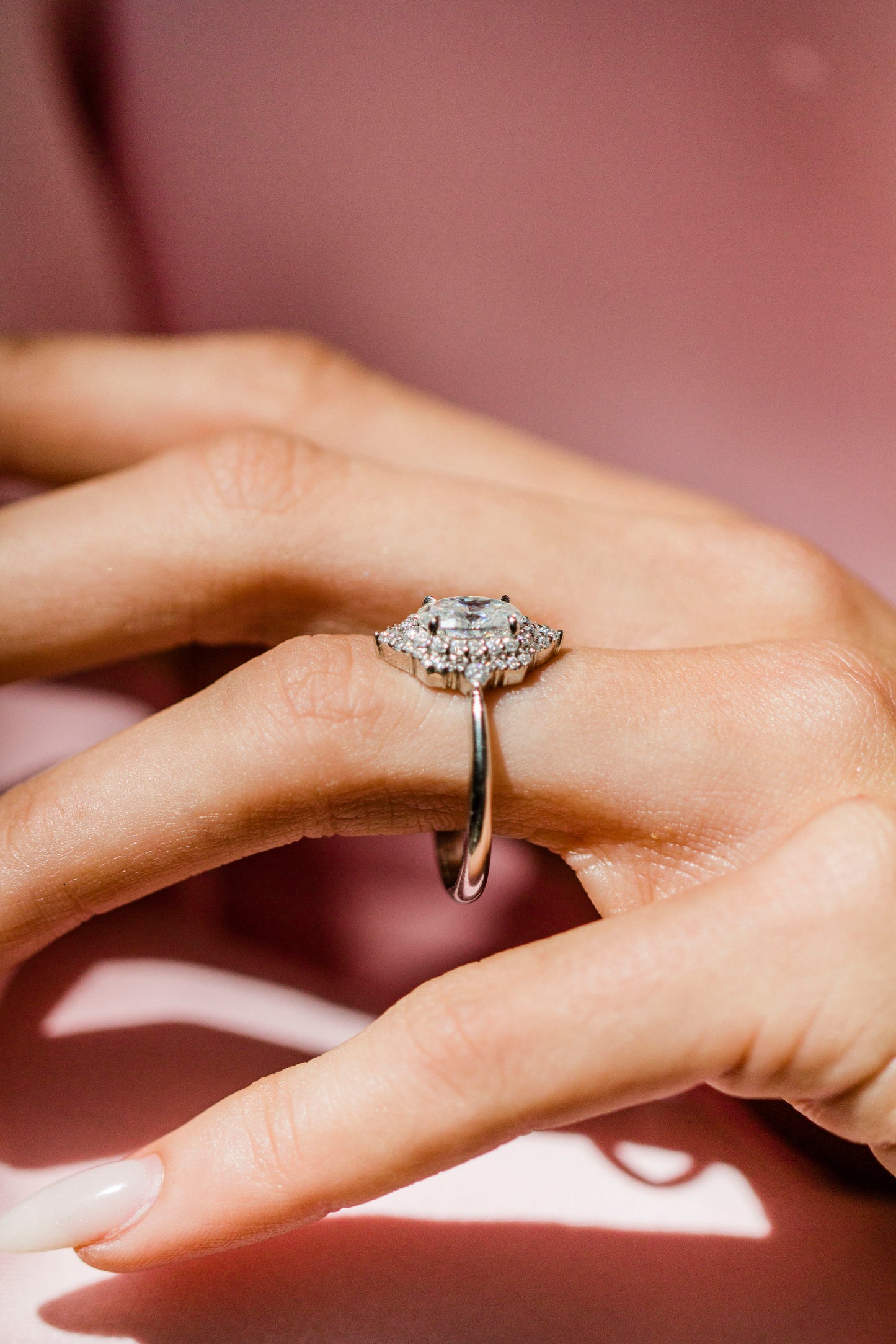 Moval Swirl Semi Pave Engagement Ring – 2.5 CT Lab Grown Diamond