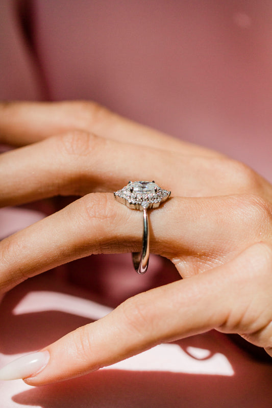 Round Swirl Semi Pave Engagement Ring – 1 CT Moissanite Diamond