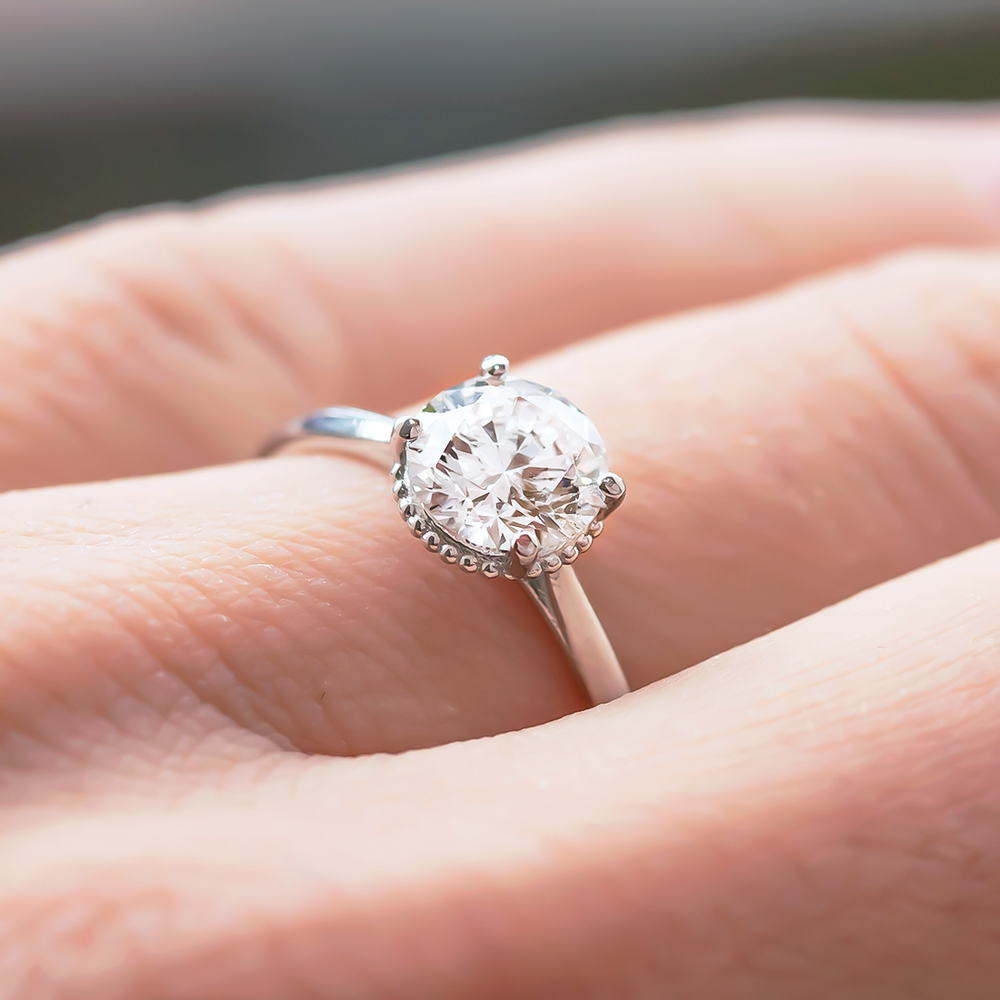 2 CT Round Three Stones Lab Grown Diamond Engagement Ring