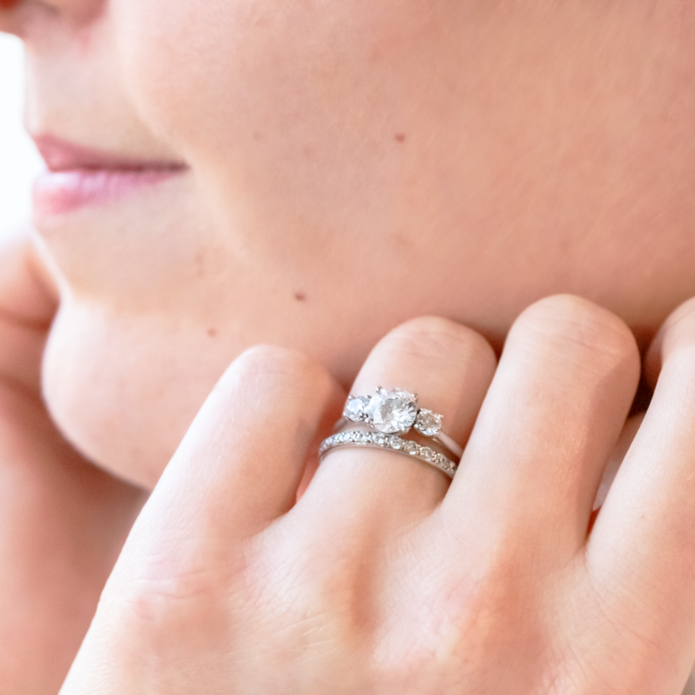 2 CT Round Three Stones Lab Grown Diamond Engagement Ring