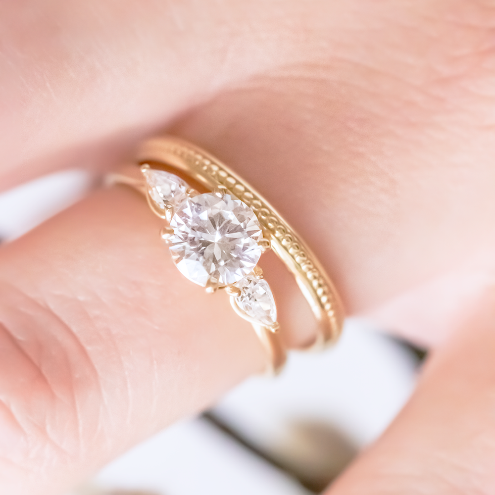 2 CT Round Three Stones Lab Grown Diamond Engagement Ring