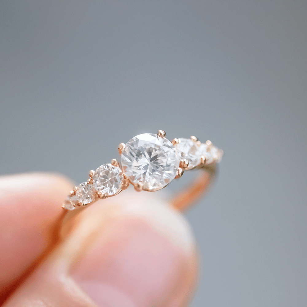 2 CT Round Three Stones Lab Grown Diamond Engagement Ring