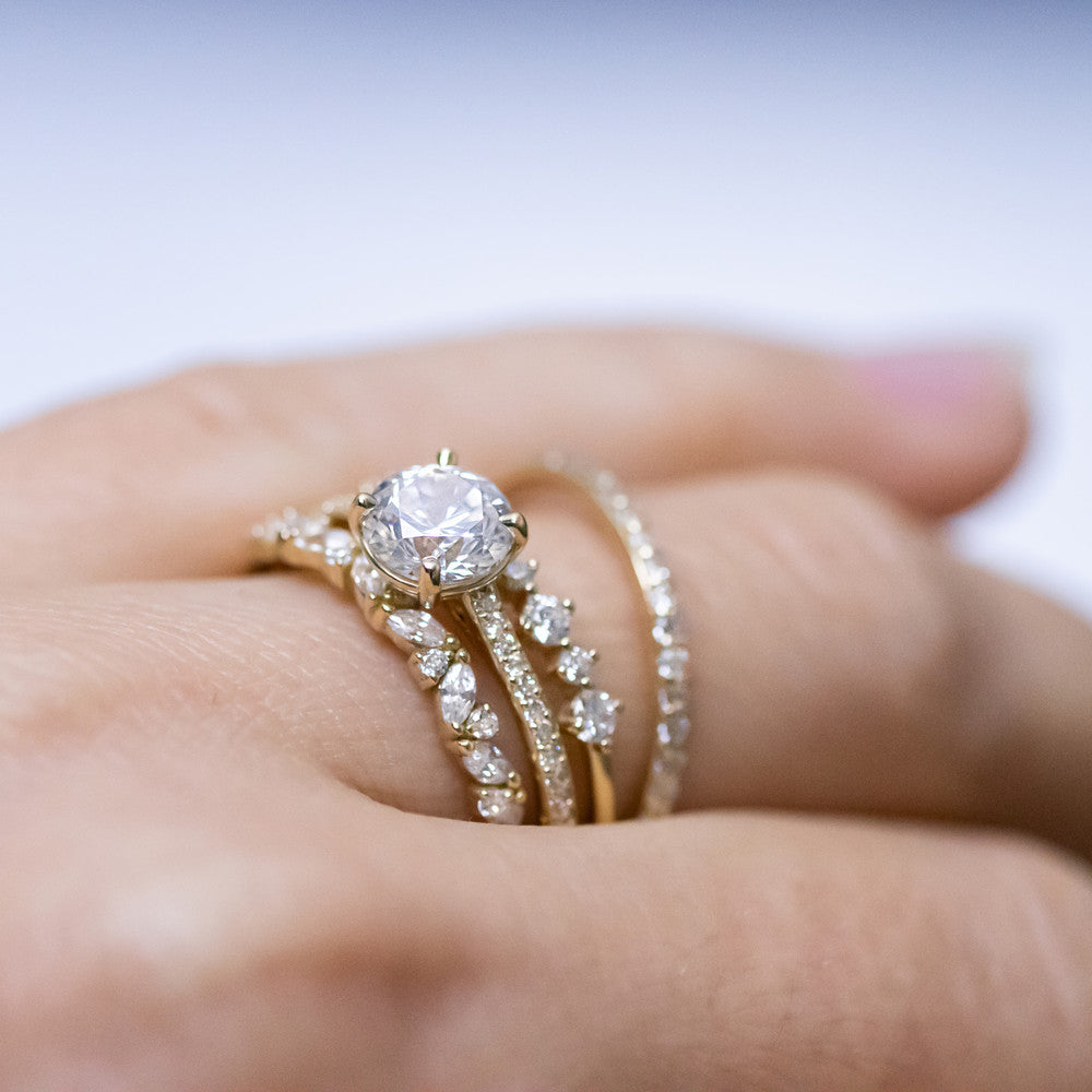 2 CT Round Three Stones Lab Grown Diamond Engagement Ring