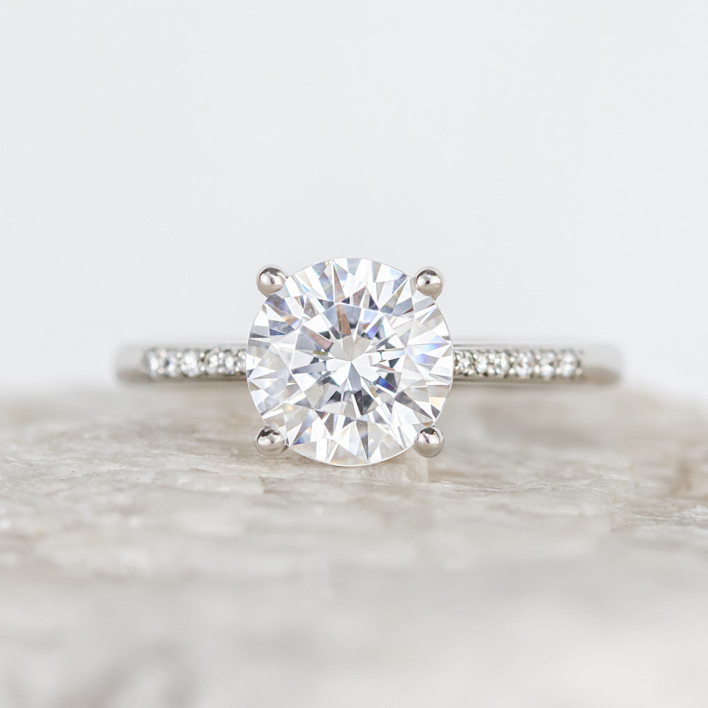 2 CT Round Three Stones Lab Grown Diamond Engagement Ring