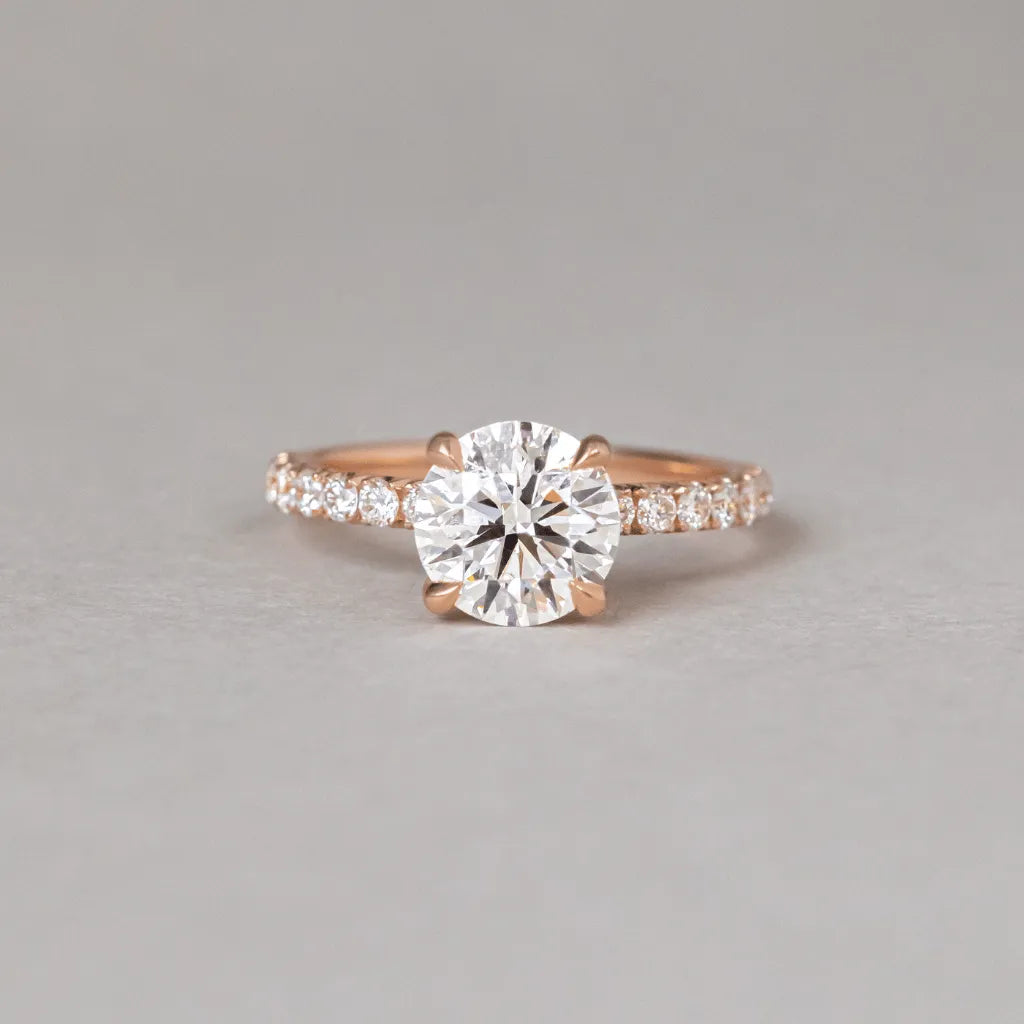 Round Halo, Pave & Split Shank Engagement Ring – 1.93 CT Lab Grown Diamond