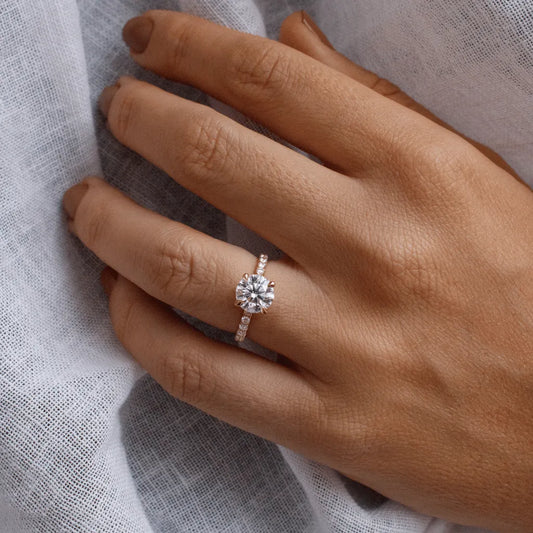 Round Halo, Pave & Split Shank Engagement Ring – 1.93 CT Lab Grown Diamond