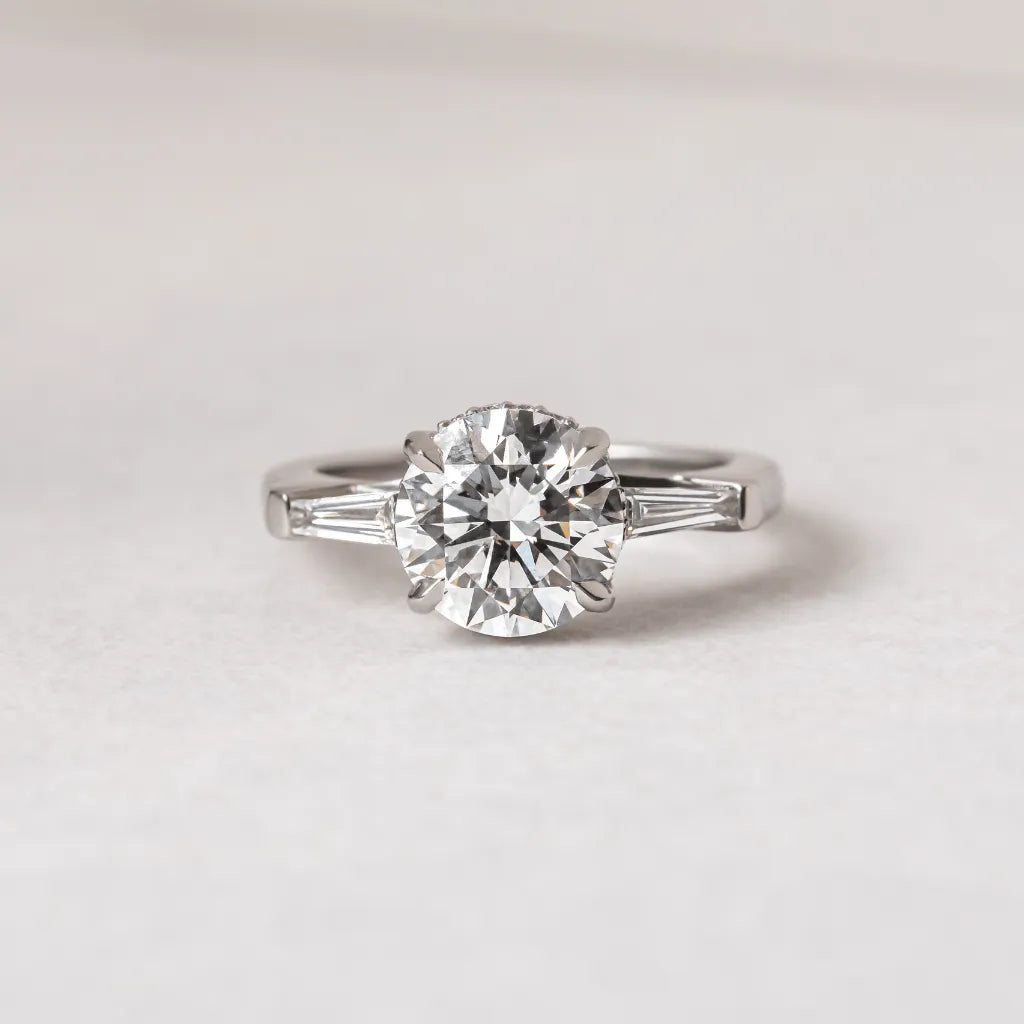 Round Halo, Pave & Split Shank Engagement Ring – 1.93 CT Lab Grown Diamond