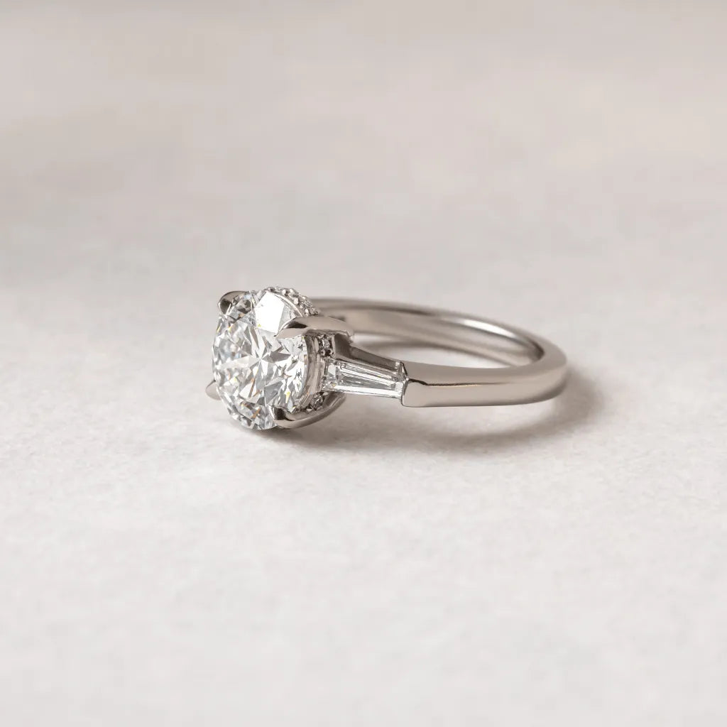 Round Halo, Pave & Split Shank Engagement Ring – 1.93 CT Lab Grown Diamond