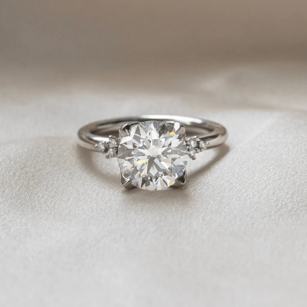 Round Halo, Pave & Split Shank Engagement Ring – 1.93 CT Lab Grown Diamond