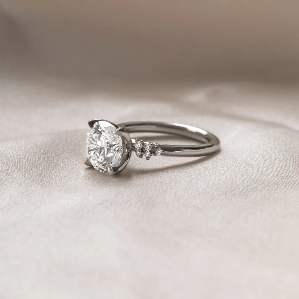 Round Halo, Pave & Split Shank Engagement Ring – 1.93 CT Lab Grown Diamond
