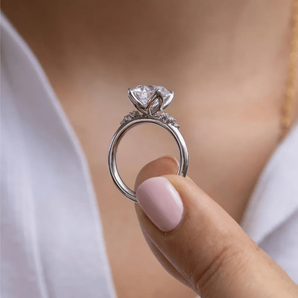 Round Halo, Pave & Split Shank Engagement Ring – 1.93 CT Lab Grown Diamond