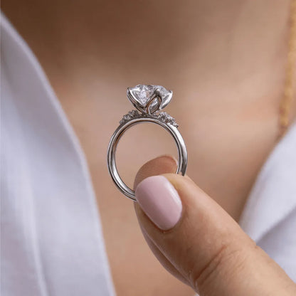 Round Halo, Pave & Split Shank Engagement Ring – 1.93 CT Lab Grown Diamond