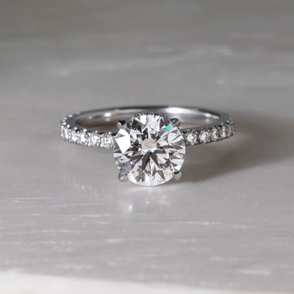 Round Halo, Pave & Split Shank Engagement Ring – 1.93 CT Lab Grown Diamond