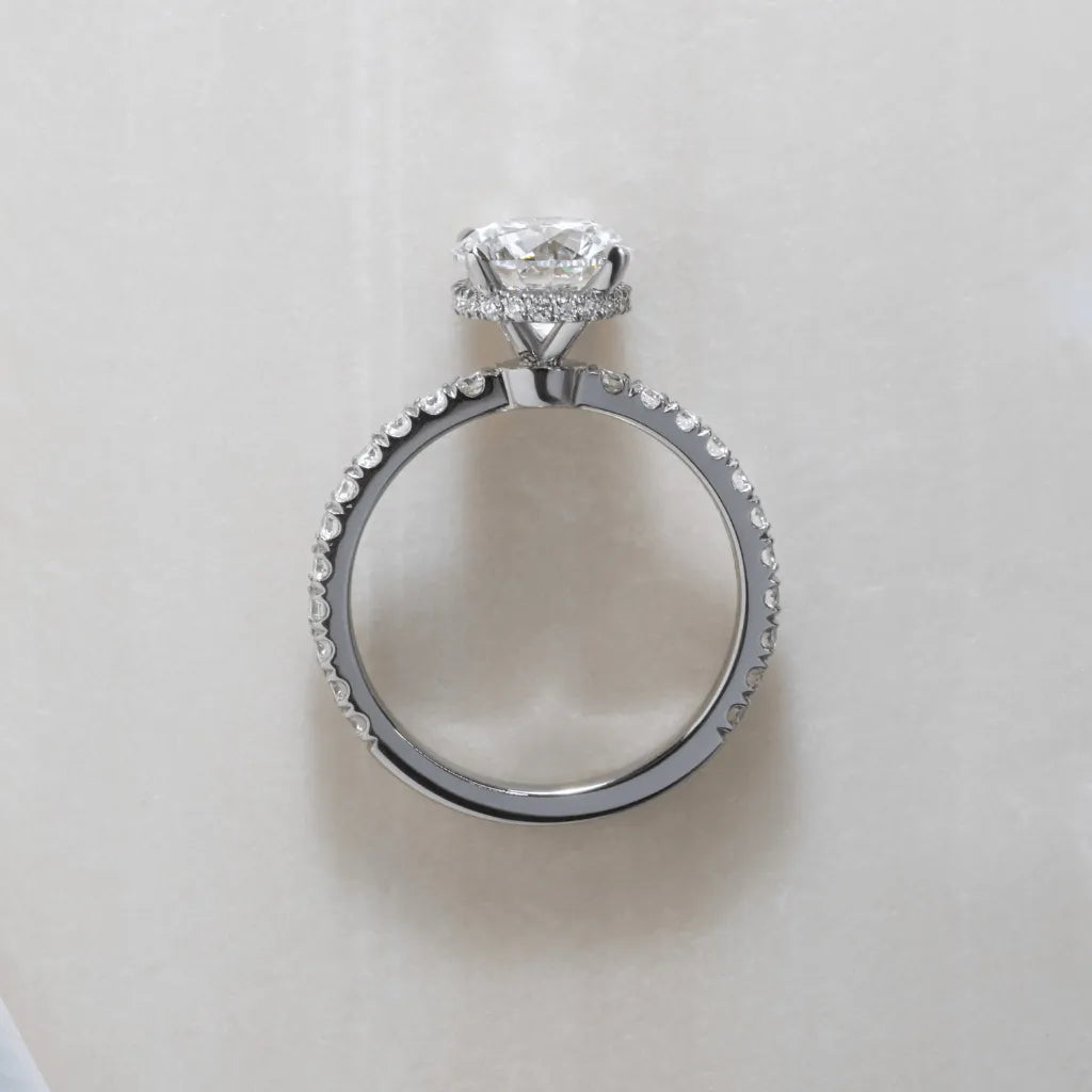 Round Halo, Pave & Split Shank Engagement Ring – 1.93 CT Lab Grown Diamond