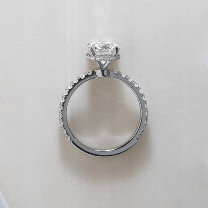Round Halo, Pave & Split Shank Engagement Ring – 1.93 CT Lab Grown Diamond