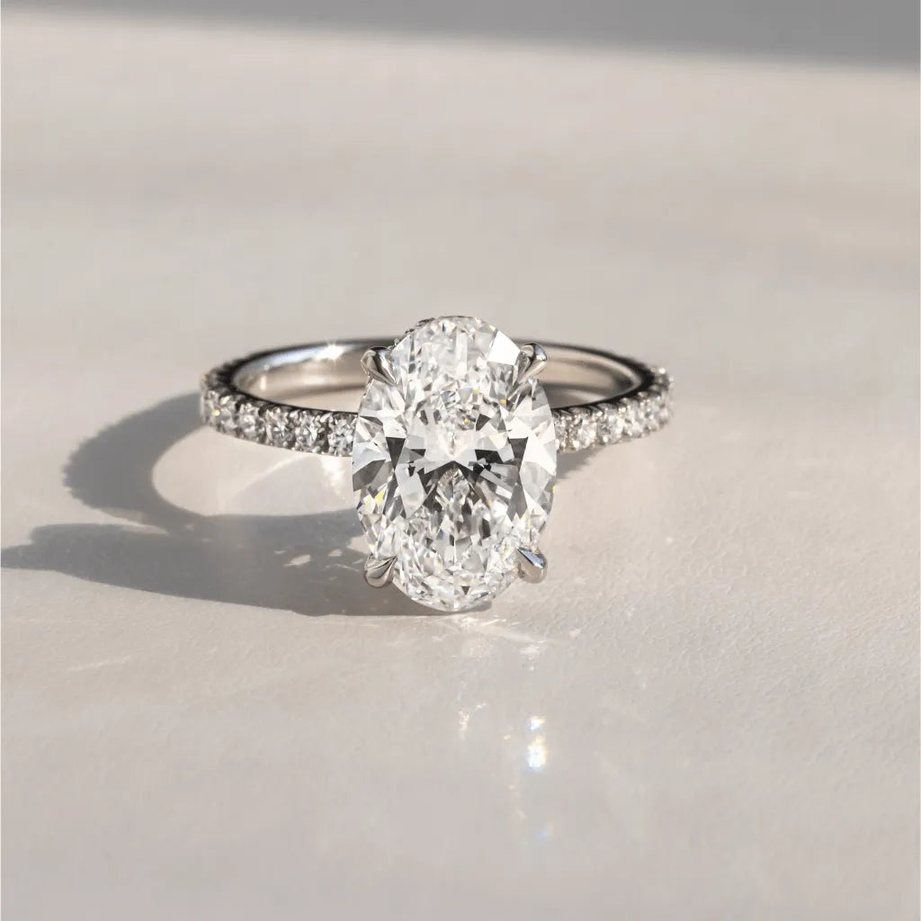 Round Halo, Pave & Split Shank Engagement Ring – 1.93 CT Lab Grown Diamond