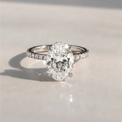 Round Halo, Pave & Split Shank Engagement Ring – 1.93 CT Lab Grown Diamond