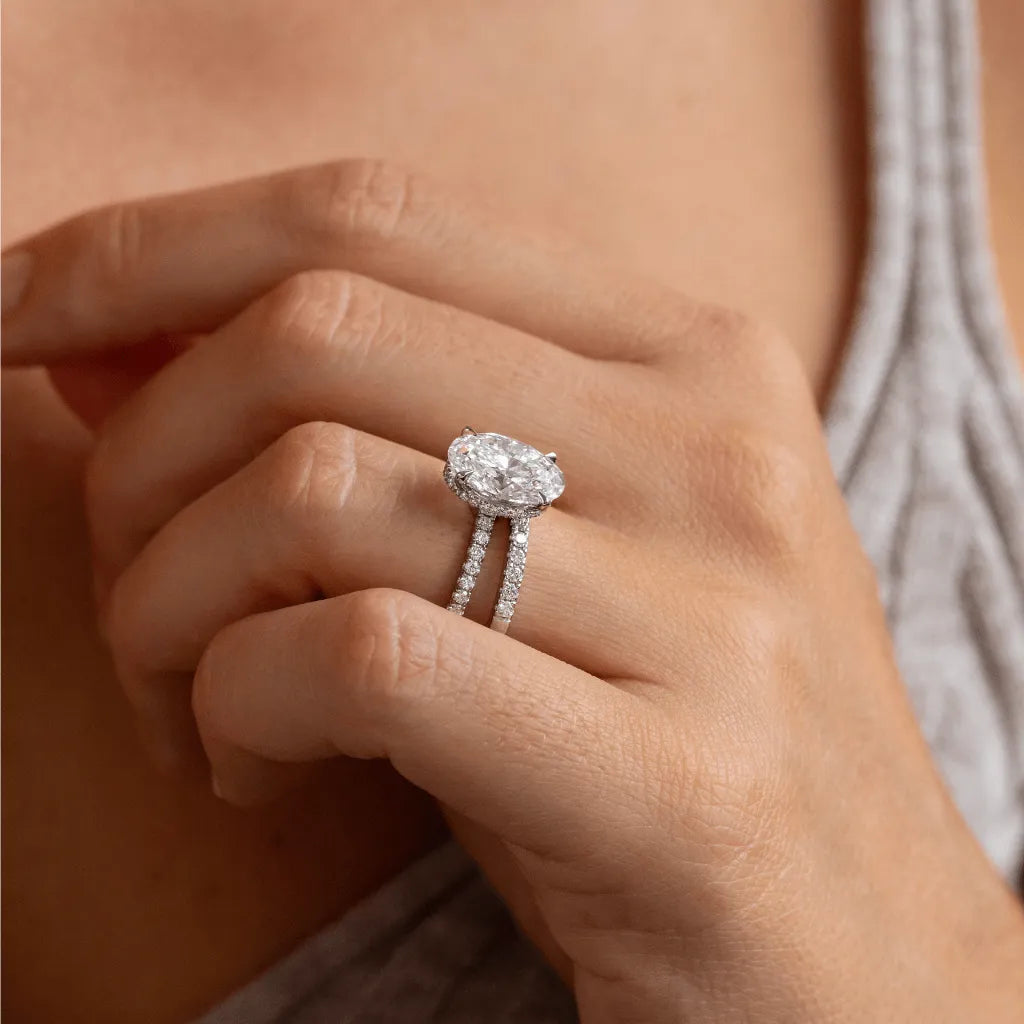 Round Halo, Pave & Split Shank Engagement Ring – 1.93 CT Lab Grown Diamond