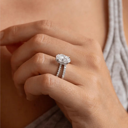 Round Halo, Pave & Split Shank Engagement Ring – 1.93 CT Lab Grown Diamond