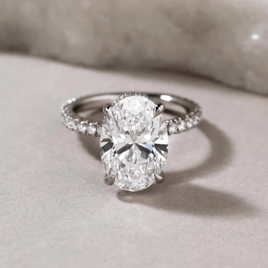 Round Halo, Pave & Split Shank Engagement Ring – 1.93 CT Lab Grown Diamond