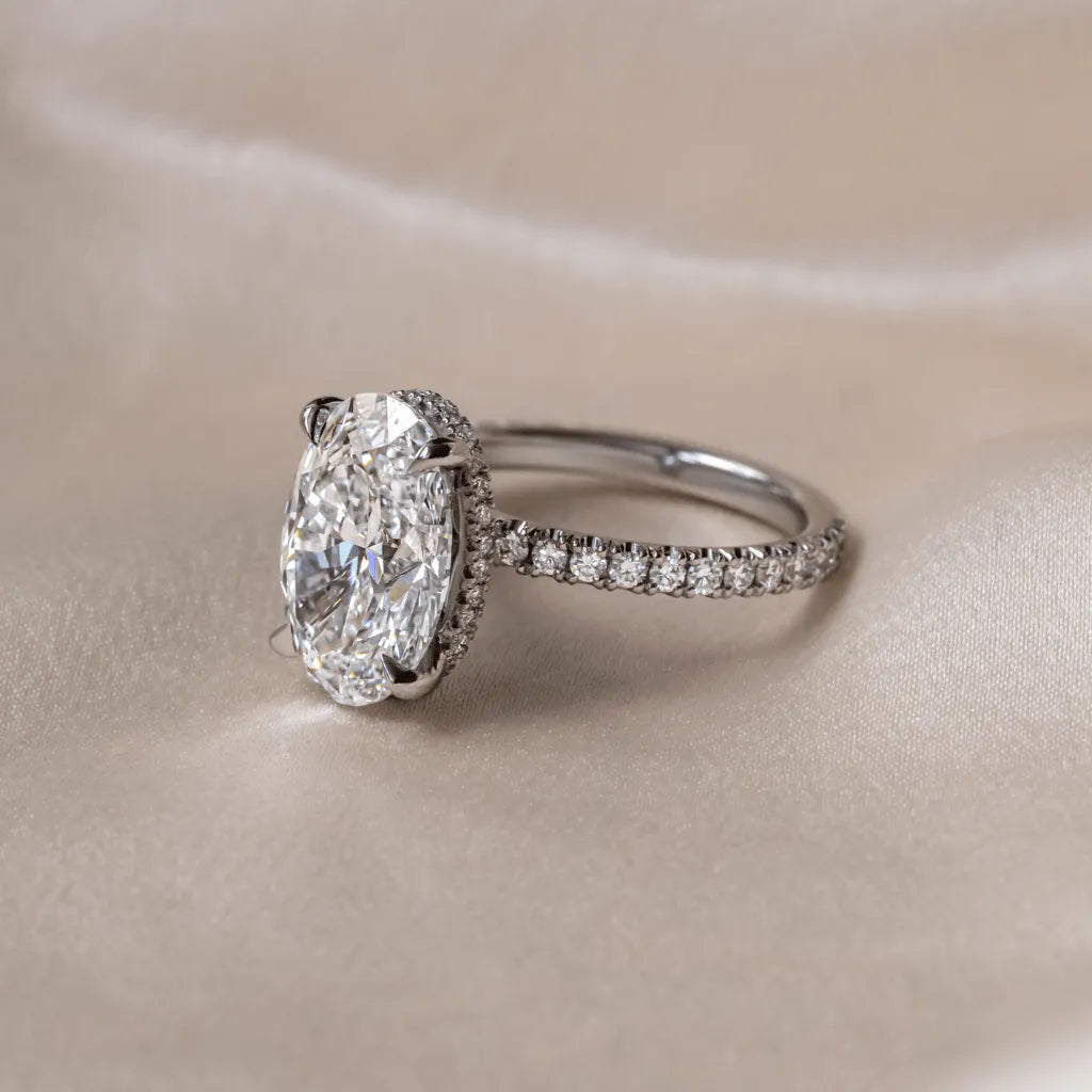 Round Halo, Pave & Split Shank Engagement Ring – 1.93 CT Lab Grown Diamond